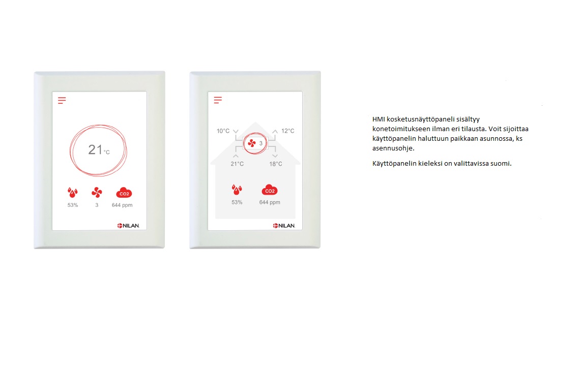 Nilan ohjauspaneeli - yksinkertainen huonekohtainen lämpötilan säätö